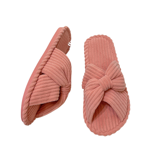 The Cloudies US | Women's Cute Bowknot Cotton Linen Cross Strap House Slippers