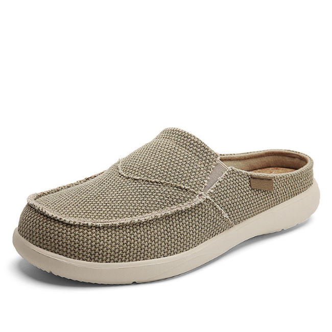THE CLOUDIES | MEN'S LIGHTWEIGHT CANVAS SLIP-ON MULES - BREATHABLE BACKLESS LOAFERS WITH EVA SOLE