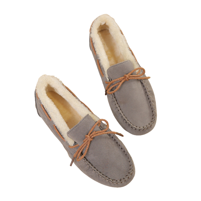 THE CLOUDIES | WOMEN'S FLEECE BOW KNOT MOCCASIN SLIPPERS - COZY WARM WINTER HOUSE SHOES
