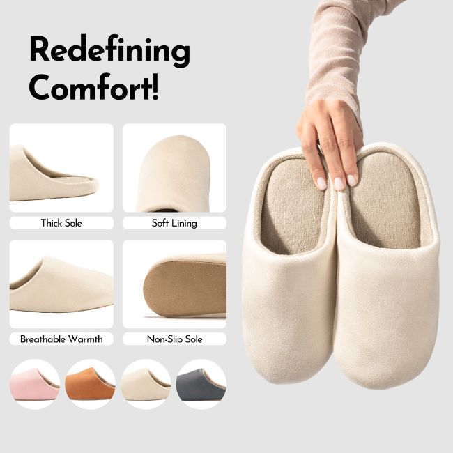 CLOUDIES SLIPPERS – THICK SOLE, SOFT LINING, NON-SLIP WARM COMFORT FOR ALL-DAY RELIEF