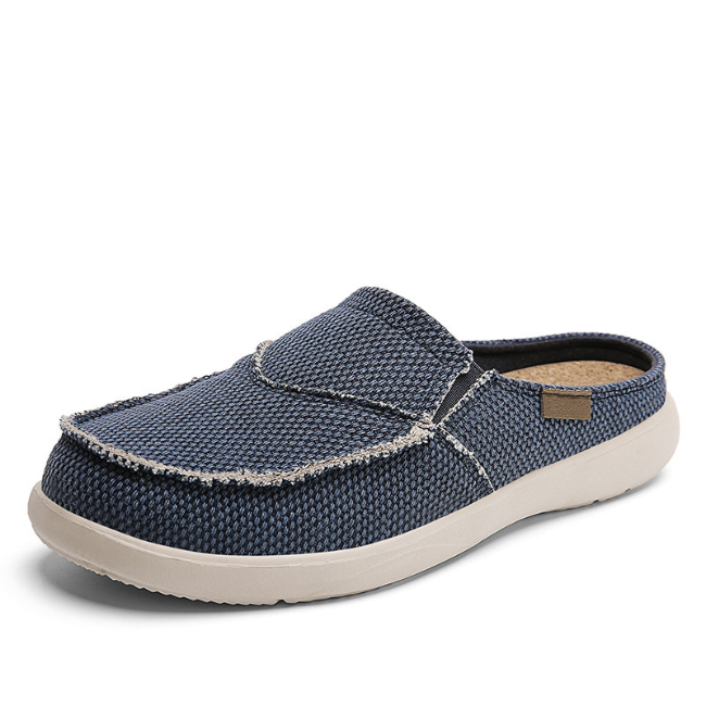 THE CLOUDIES | MEN'S LIGHTWEIGHT CANVAS SLIP-ON MULES - BREATHABLE BACKLESS LOAFERS WITH EVA SOLE