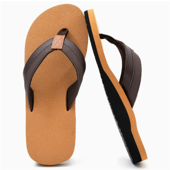 THE CLOUDIES | MEN'S ORTHOPEDIC LEATHER FLIP FLOPS - SUPPORTIVE BEACH SANDALS