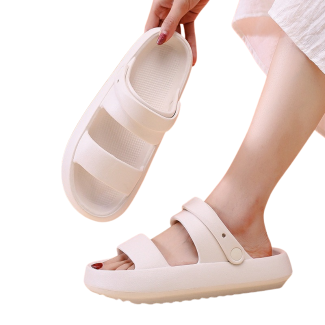 THE CLOUDIES | DOUBLE-STRAP CLOUD SLIDES - ANTI-SLIP THICK SOLE SUMMER SANDALS