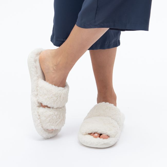FLUFFY ORTHOPEDIC SLIPPERS – DOUBLE-STRAP SHERPA HOUSE SLIDES WITH THICK
