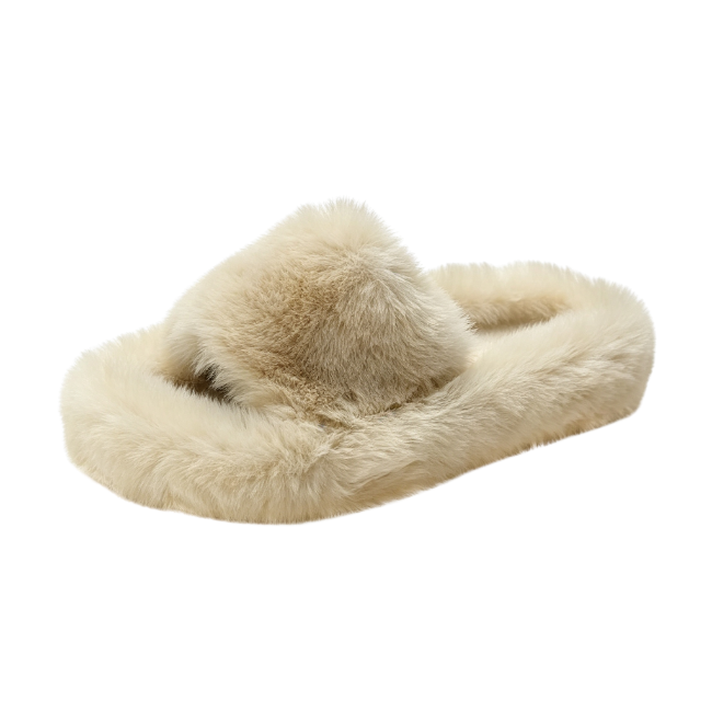 The Cloudies US | Winter Fuzzy Cross-Band Slippers for Women