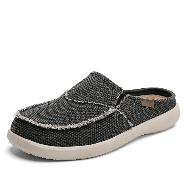 THE CLOUDIES | MEN'S LIGHTWEIGHT CANVAS SLIP-ON MULES - BREATHABLE BACKLESS LOAFERS WITH EVA SOLE