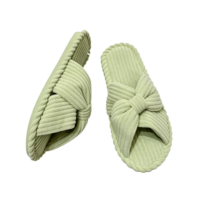 The Cloudies US | Women's Cute Bowknot Cotton Linen Cross Strap House Slippers