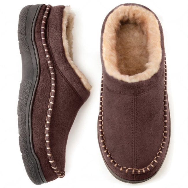 THE CLOUDIES | MEN'S SUEDE WIDE-FIT MOCCASIN SLIPPERS WITH ARCH SUPPORT
