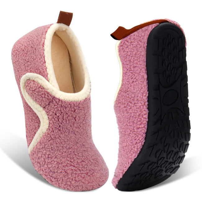 THE CLOUDIES | UNISEX FLEECE-LINED INDOOR SLIPPER SHOES - COZY BAREFOOT SLIPPER SOCKS WITH RUBBER SOLE