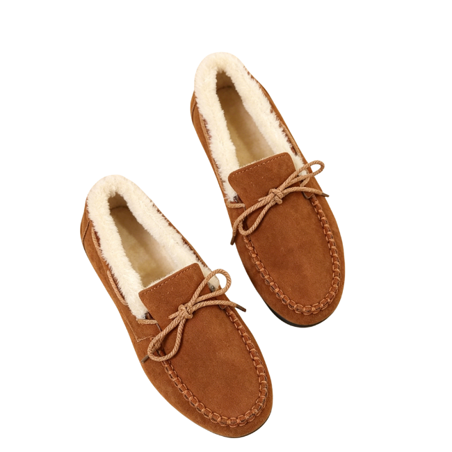 THE CLOUDIES | WOMEN'S FLEECE BOW KNOT MOCCASIN SLIPPERS - COZY WARM WINTER HOUSE SHOES