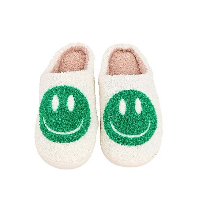 THE CLOUDIES | HAPPY FACE SMILEY SLIPPERS - COZY PLUSH WINTER HOUSE SHOES FOR COUPLES