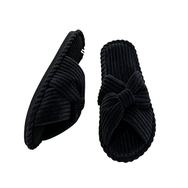 The Cloudies US | Women's Cute Bowknot Cotton Linen Cross Strap House Slippers