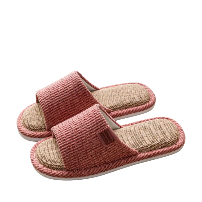 THE CLOUDIES | UNISEX NATURAL LINEN HOUSE SLIPPERS - BREATHABLE NON-SLIP LINEN SLIDES FOR SUMMER