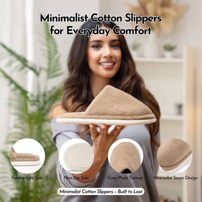 PLUSH INDOOR SLIPPERS WITH SOFT FLEECE LINING - THICK CUSHION, ANTI-SLIP SOLE