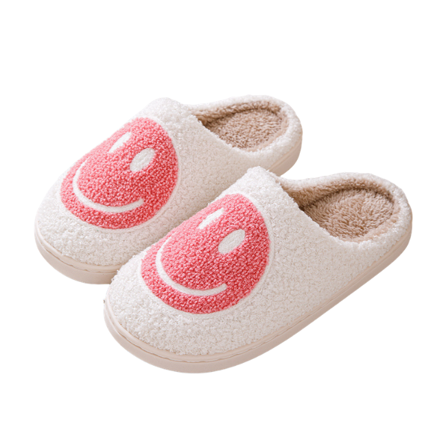 THE CLOUDIES | HAPPY FACE SMILEY SLIPPERS - COZY PLUSH WINTER HOUSE SHOES FOR COUPLES