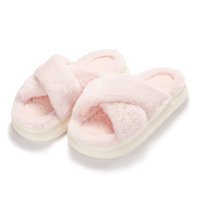 CRISS-CROSS PLUSH SLIPPERS, BREATHABLE WARMTH & COMFY NON-SLIP THICK SOLE