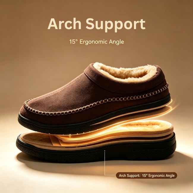THE CLOUDIES | MEN'S SUEDE WIDE-FIT MOCCASIN SLIPPERS WITH ARCH SUPPORT