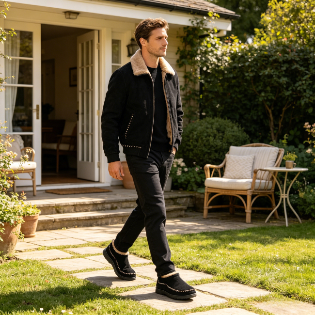 THE CLOUDIES | MEN'S SUEDE WIDE-FIT MOCCASIN SLIPPERS WITH ARCH SUPPORT