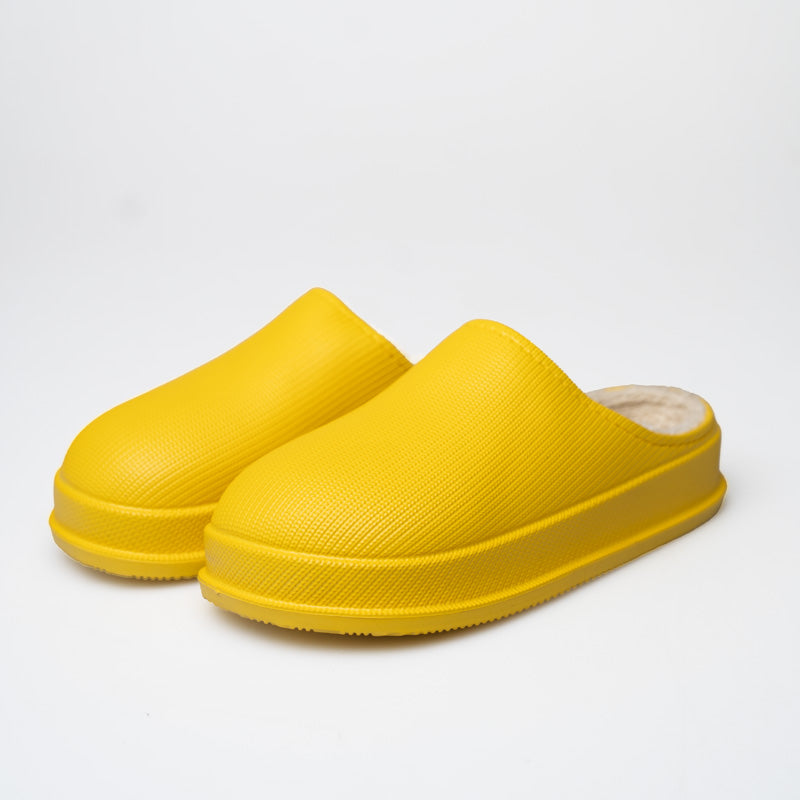 PLUSH LINED COMFORT SLIPPERS FOR INDOOR OUTDOOR - WATERPROOF ANTI-SLIP EVA CUSHION