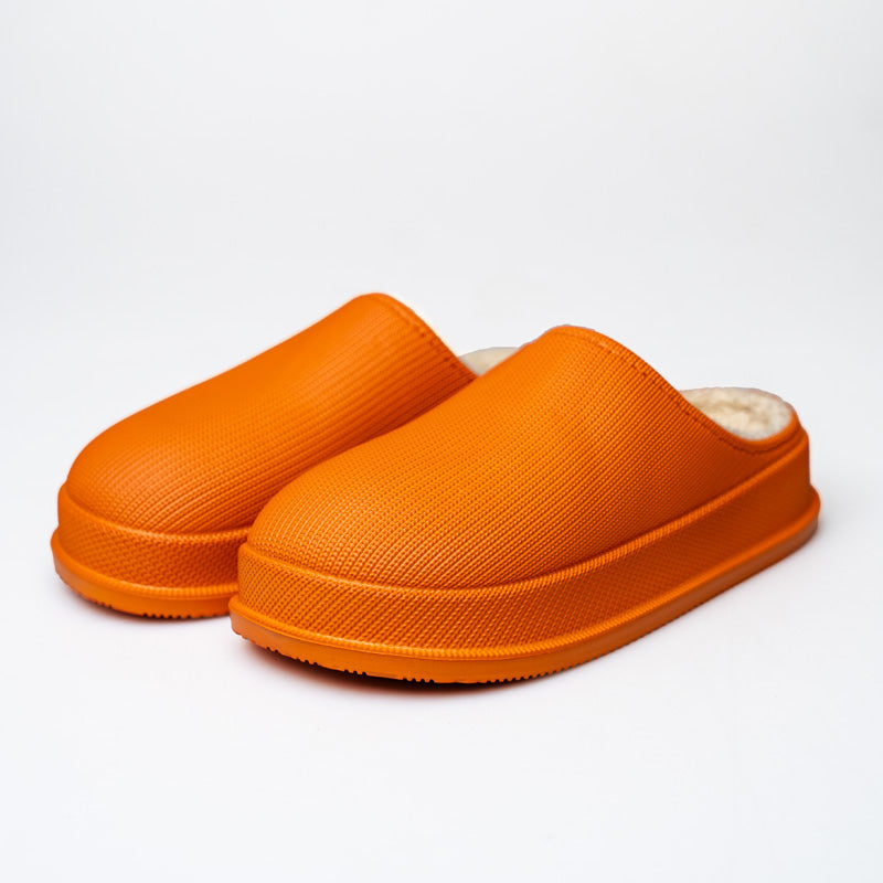 PLUSH LINED COMFORT SLIPPERS FOR INDOOR OUTDOOR - WATERPROOF ANTI-SLIP EVA CUSHION