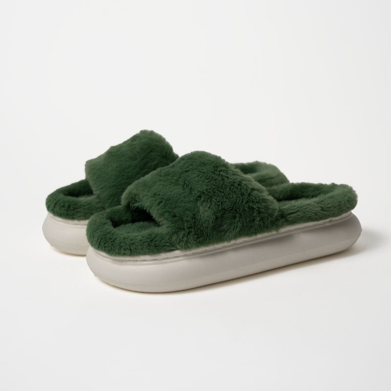 WINTER PLUSH SLIPPERS – FUZZY OPEN-TOE HOUSE SHOES WITH SOFT WARM LINING