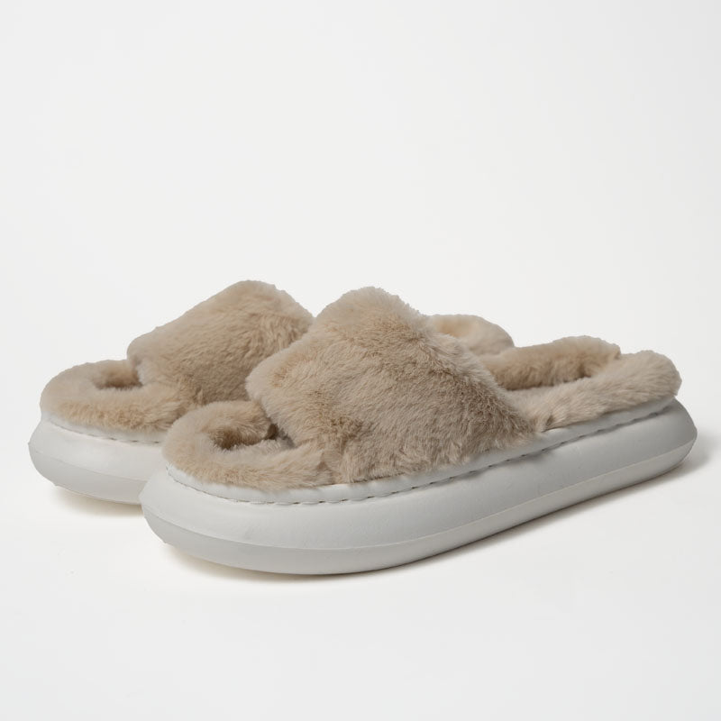 WINTER PLUSH SLIPPERS – FUZZY OPEN-TOE HOUSE SHOES WITH SOFT WARM LINING
