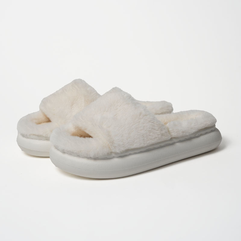 WINTER PLUSH SLIPPERS – FUZZY OPEN-TOE HOUSE SHOES WITH SOFT WARM LINING