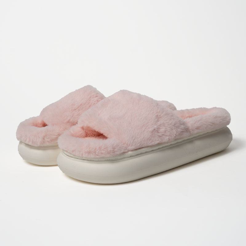 WINTER PLUSH SLIPPERS – FUZZY OPEN-TOE HOUSE SHOES WITH SOFT WARM LINING