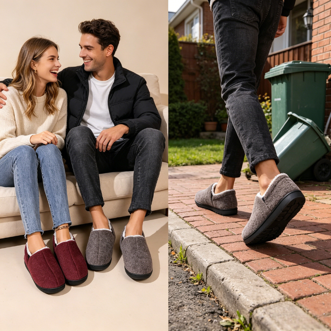The Cloudies | Fleece Lined Full-Back Winter Slippers - Non-Slip Indoor Outdoor House Shoes