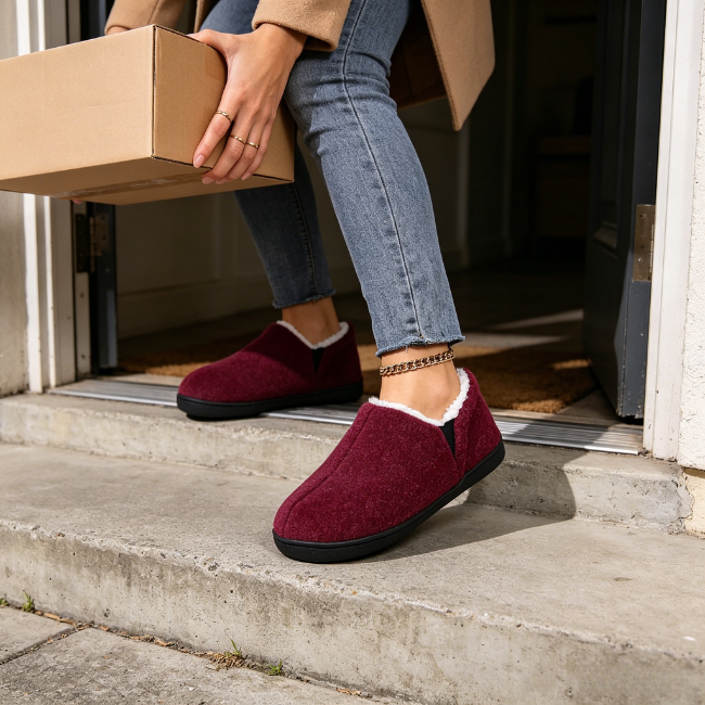 The Cloudies | Fleece Lined Full-Back Winter Slippers - Non-Slip Indoor Outdoor House Shoes
