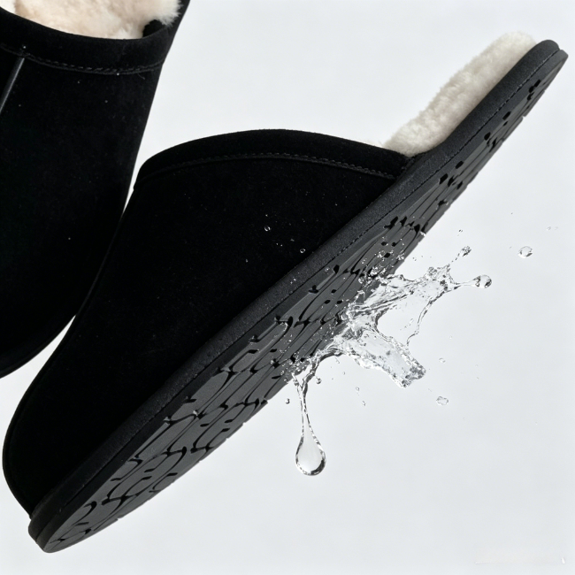 THE CLOUDIES | MEN'S LEATHER WINTER SNOW BOOTS - ANTI-SLIP FLEECE LINED HOUSE SHOES