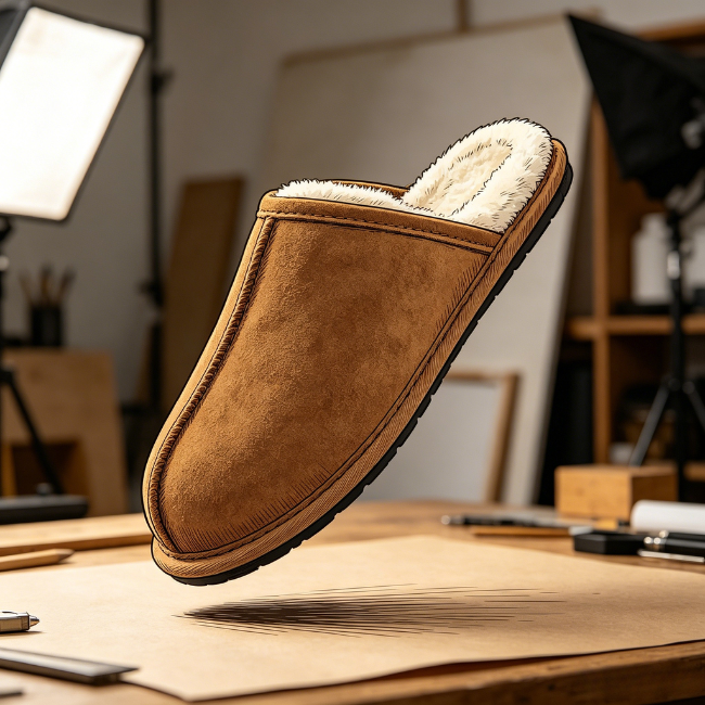 THE CLOUDIES | MEN'S LEATHER WINTER SNOW BOOTS - ANTI-SLIP FLEECE LINED HOUSE SHOES
