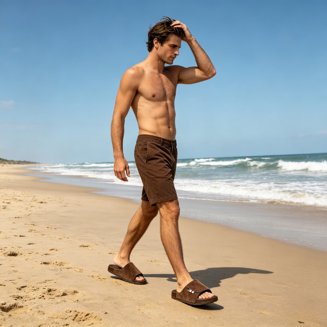 THE CLOUDIES | MEN'S SUMMER CORK SLIDES - LIGHTWEIGHT WATERPROOF BEACH SLIPPERS