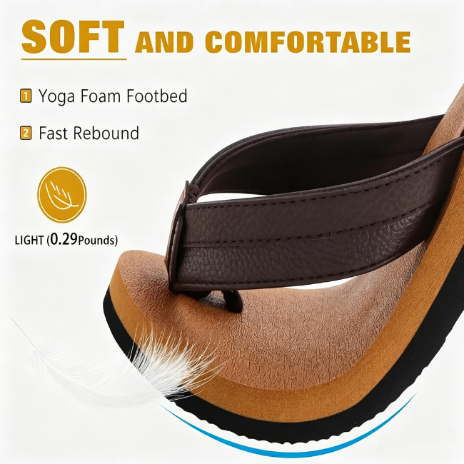 THE CLOUDIES | MEN'S ORTHOPEDIC LEATHER FLIP FLOPS - SUPPORTIVE BEACH SANDALS