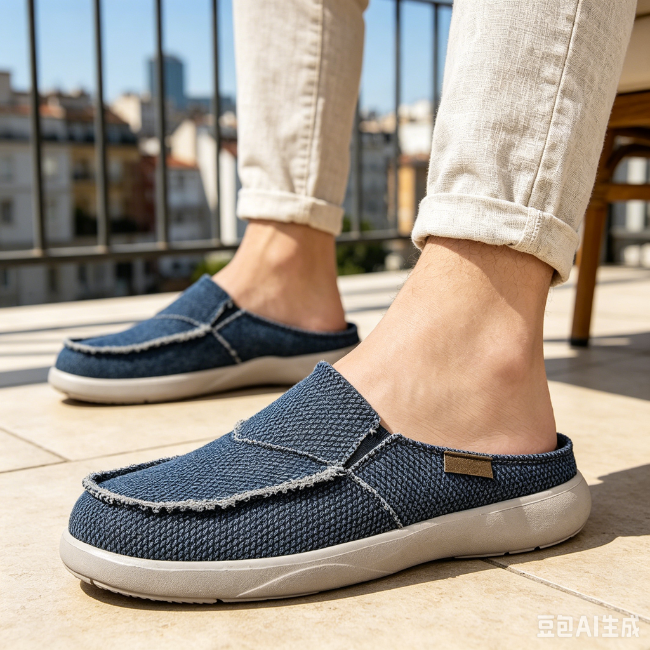 THE CLOUDIES | MEN'S LIGHTWEIGHT CANVAS SLIP-ON MULES - BREATHABLE BACKLESS LOAFERS WITH EVA SOLE