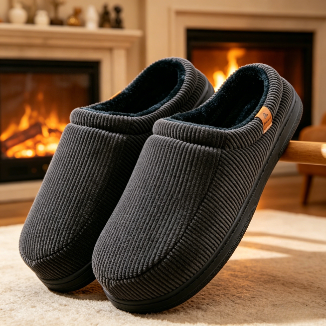 THE CLOUDIES | MEN'S CLASSIC CORDUROY WINTER SLIPPERS WITH DEEP MEMORY FOAM