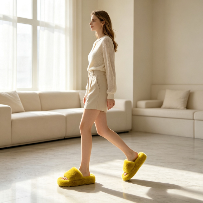 The Cloudies US | Winter Fuzzy Cross-Band Slippers for Women