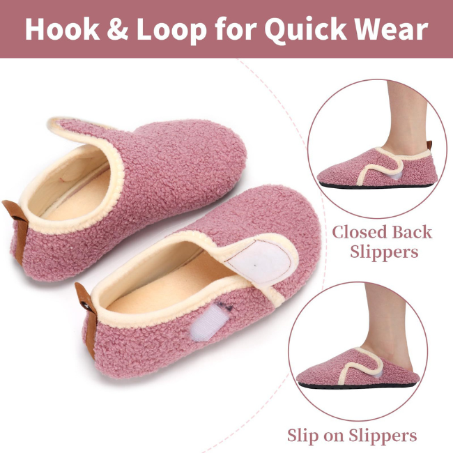 THE CLOUDIES | UNISEX FLEECE-LINED INDOOR SLIPPER SHOES - COZY BAREFOOT SLIPPER SOCKS WITH RUBBER SOLE