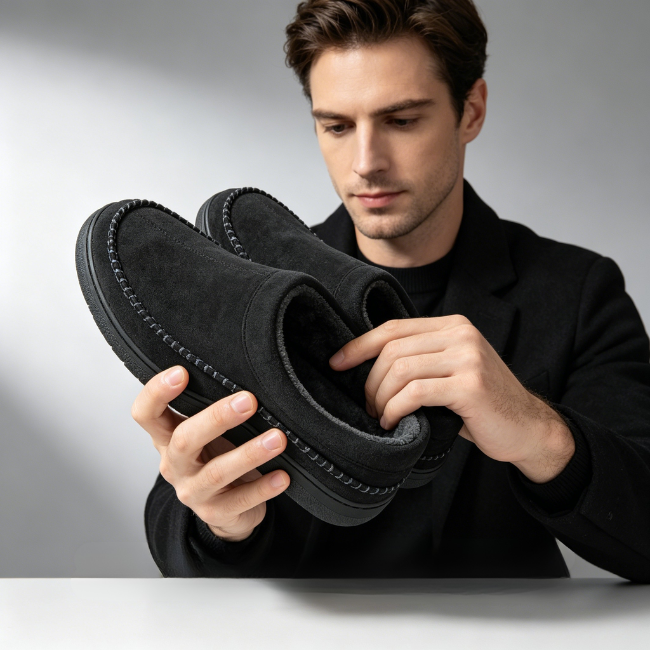 THE CLOUDIES | MEN'S SUEDE WIDE-FIT MOCCASIN SLIPPERS WITH ARCH SUPPORT