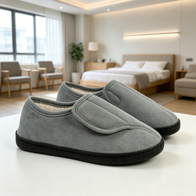 THE CLOUDIES | ORTHOPEDIC WINTER SLIPPERS - ADJUSTABLE HOOK & LOOP FLEECE WARM RECOVERY SHOES FOR MEN & WOMEN