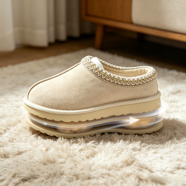 THE CLOUDIES | PLATFORM SHEARLING CLOGS - WARM FLEECE LINING SLIP-ON WINTER SLIPPERS FOR WOMEN