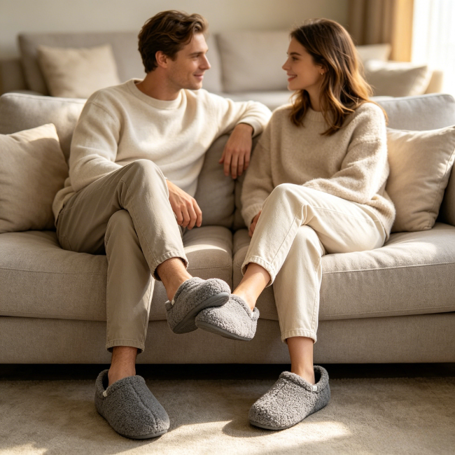 The Cloudies US | Unisex Teddy Fleece Full Back Cozy Indoor Slippers