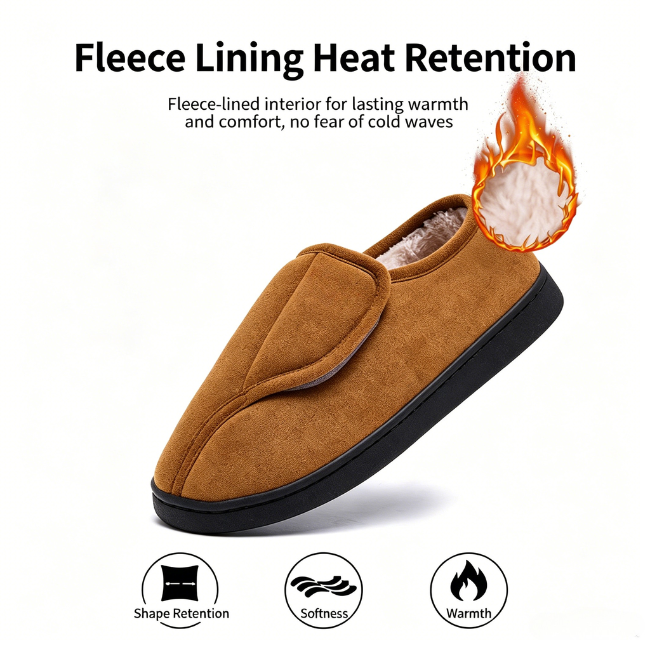 THE CLOUDIES | ORTHOPEDIC WINTER SLIPPERS - ADJUSTABLE HOOK & LOOP FLEECE WARM RECOVERY SHOES FOR MEN & WOMEN