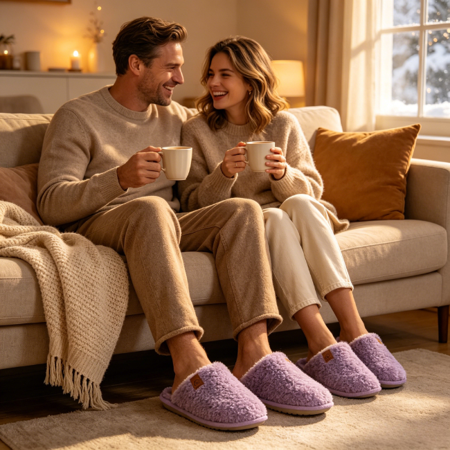 The Cloudies US | Unisex Angel Fleece Cozy Indoor Slippers - 80D Memory Foam House Shoes