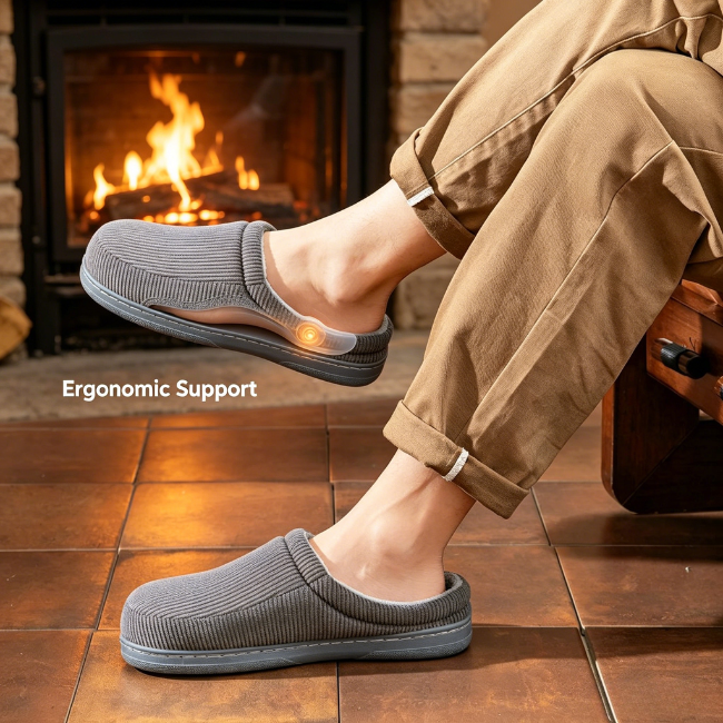 THE CLOUDIES | MEN'S CLASSIC CORDUROY WINTER SLIPPERS WITH DEEP MEMORY FOAM