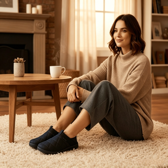 THE CLOUDIES | WARM WINTER SLIPPERS WITH CONVERTIBLE HEEL - INDOOR OUTDOOR COMFY HOUSE SHOES