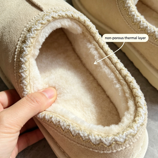 THE CLOUDIES | PLATFORM SHEARLING CLOGS - WARM FLEECE LINING SLIP-ON WINTER SLIPPERS FOR WOMEN