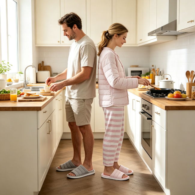 The Cloudies US | Unisex Cotton Linen Indoor Slippers with Silent Anti-Slip Sole