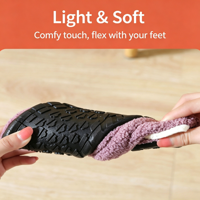 THE CLOUDIES | UNISEX FLEECE-LINED INDOOR SLIPPER SHOES - COZY BAREFOOT SLIPPER SOCKS WITH RUBBER SOLE
