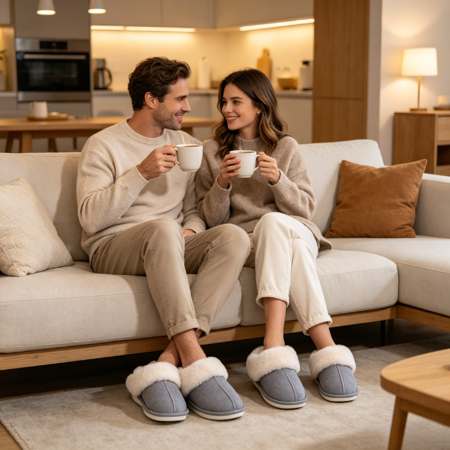 The Cloudies US | Unisex Cozy Fleece Winter Slippers with Thick Sole